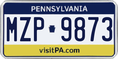 PA license plate MZP9873