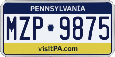 PA license plate MZP9875