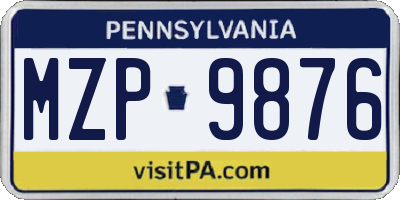 PA license plate MZP9876