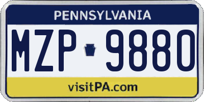 PA license plate MZP9880