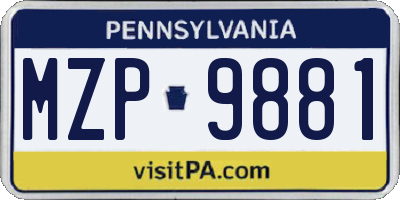 PA license plate MZP9881