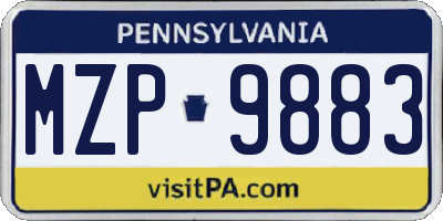 PA license plate MZP9883