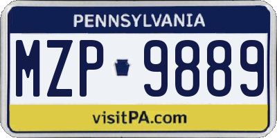 PA license plate MZP9889