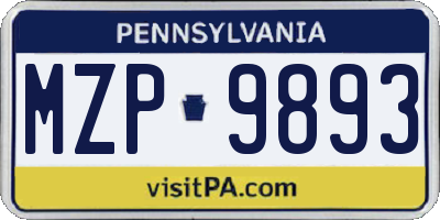 PA license plate MZP9893