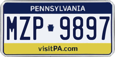 PA license plate MZP9897