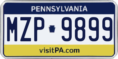 PA license plate MZP9899
