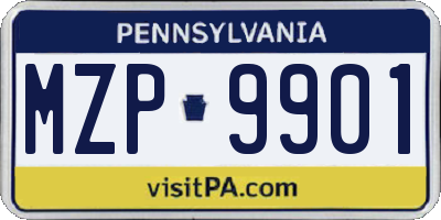 PA license plate MZP9901