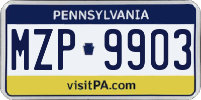 PA license plate MZP9903