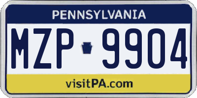 PA license plate MZP9904