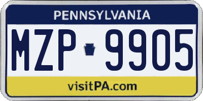 PA license plate MZP9905