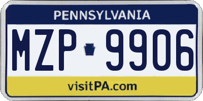 PA license plate MZP9906