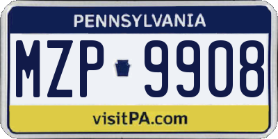 PA license plate MZP9908