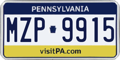 PA license plate MZP9915