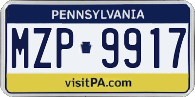 PA license plate MZP9917