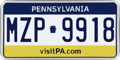 PA license plate MZP9918