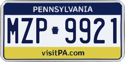 PA license plate MZP9921