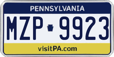PA license plate MZP9923