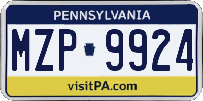 PA license plate MZP9924