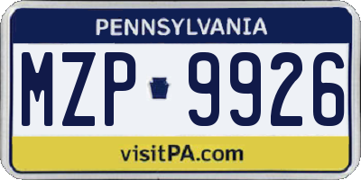 PA license plate MZP9926