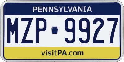 PA license plate MZP9927