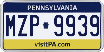 PA license plate MZP9939