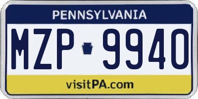 PA license plate MZP9940