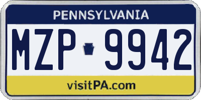 PA license plate MZP9942