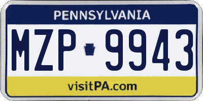 PA license plate MZP9943