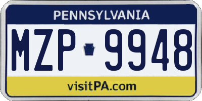 PA license plate MZP9948
