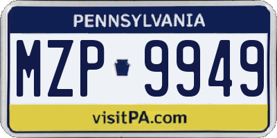 PA license plate MZP9949