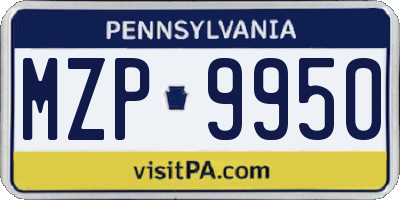 PA license plate MZP9950