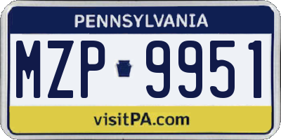 PA license plate MZP9951