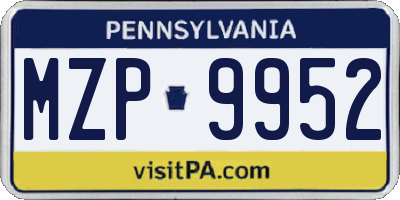 PA license plate MZP9952