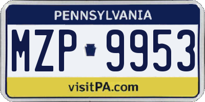 PA license plate MZP9953