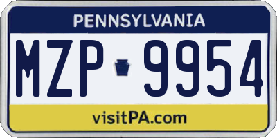 PA license plate MZP9954