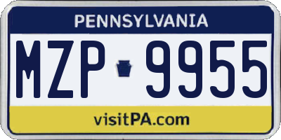 PA license plate MZP9955