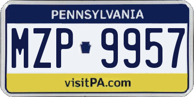 PA license plate MZP9957