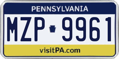 PA license plate MZP9961