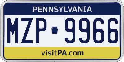 PA license plate MZP9966
