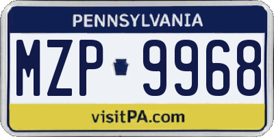 PA license plate MZP9968