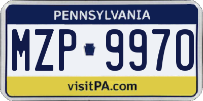PA license plate MZP9970