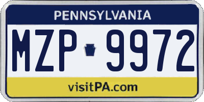 PA license plate MZP9972