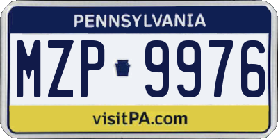 PA license plate MZP9976