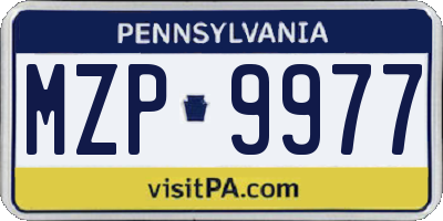 PA license plate MZP9977