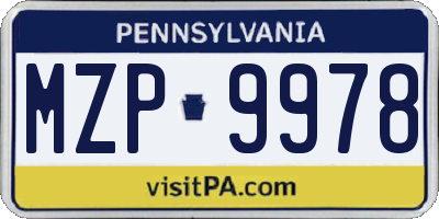 PA license plate MZP9978