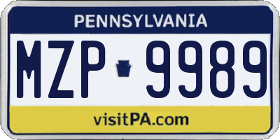 PA license plate MZP9989