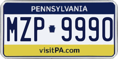 PA license plate MZP9990