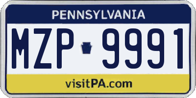 PA license plate MZP9991