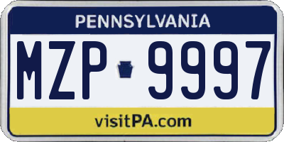 PA license plate MZP9997