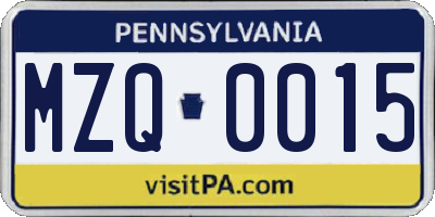 PA license plate MZQ0015